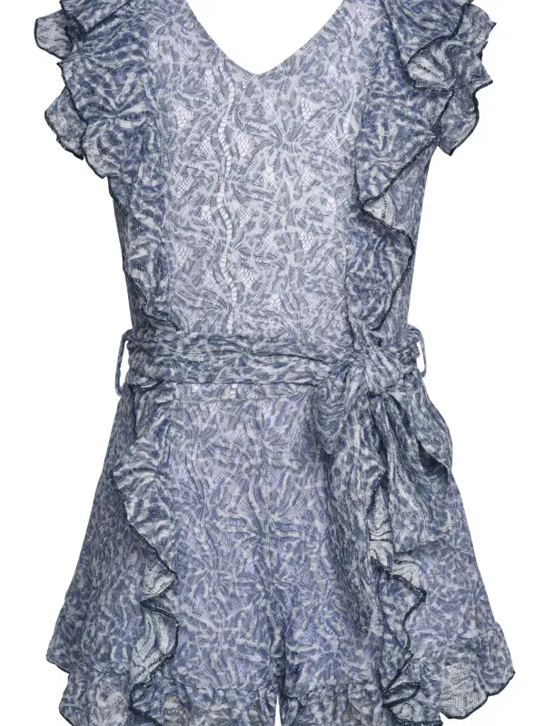 Lace Romper w/Ruffle and Tie Waist