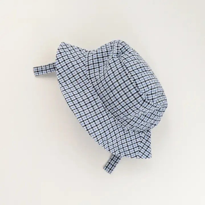 Blue Plaid seersucker Bucket Hat