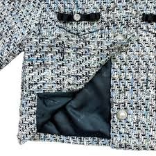 2Pc Black/Blue Tweed Dress w/Jacket Set