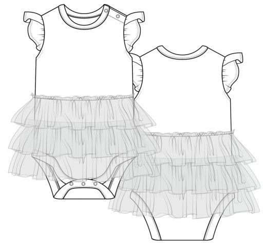 Electric Leopard - Ruffled Cap Sleeve Tulle Skirt Bodysuit, Color: OPEN PURPLE, Size: 3-6 Months