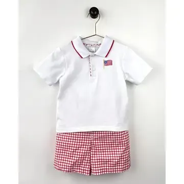 2 Pc Shirt w/Flag and Shorts Set