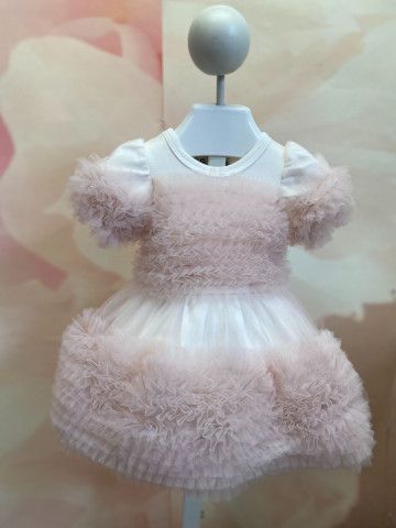 Pink /White Knit &amp; Ruffle Dress