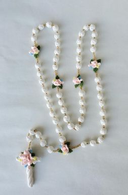 Porcelain Rosary w/ Pastel Flowers