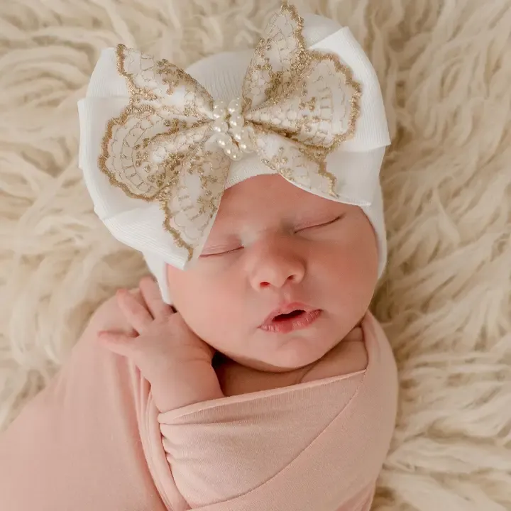 Baby Hat, Color: Gold Lace, Size: NB
