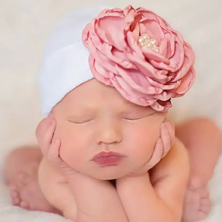  Baby Hat, Color: Rose silk Rose, Size: NB