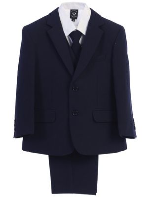 Navy 5 Pc Poly Poplin Suit w/Garment Bag