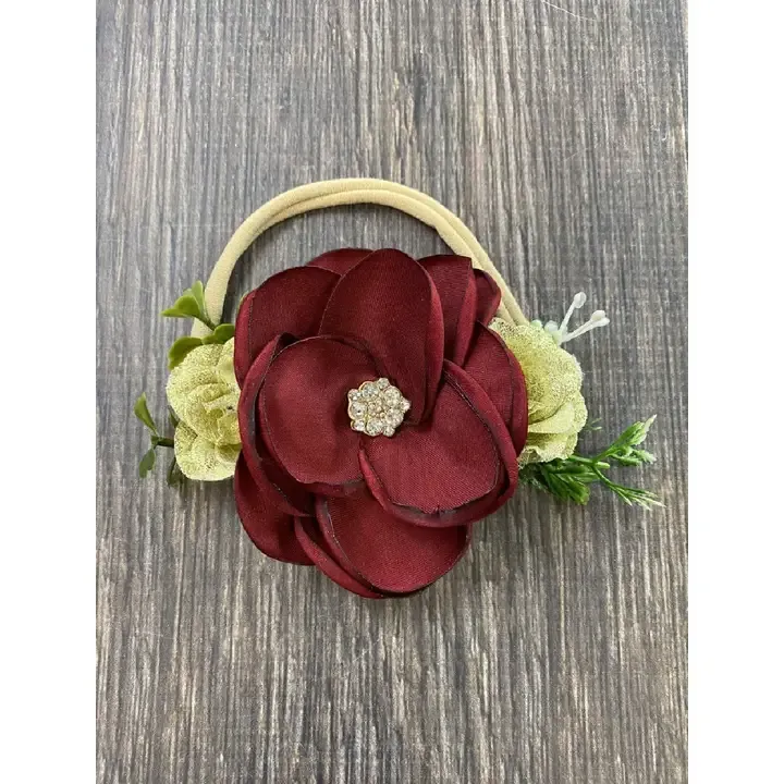 Layered Red &amp; Champagne Petal Flower HB