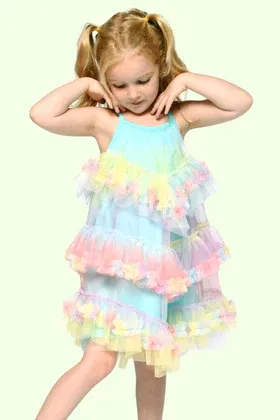 3 Tier Ruffled Rainbow Dress