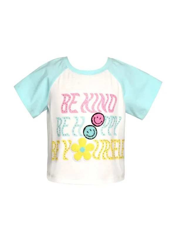 2 Pc SS Baseball Graphic Top w/ Denim Short Set