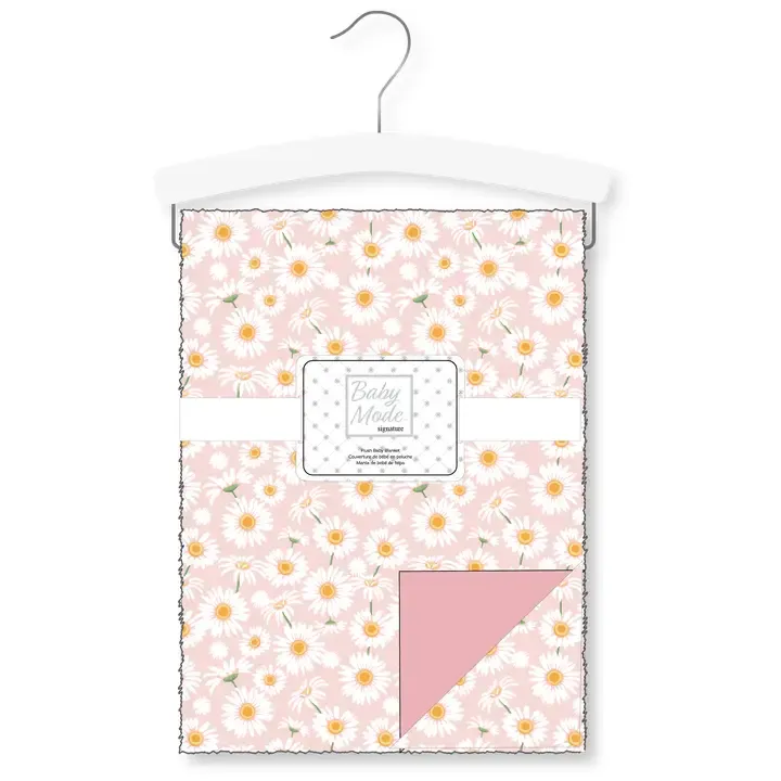 Pink 2 Layer Mink Blanket w/Daisy's