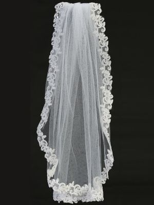 24" Veil On Comb w/Corded Lace