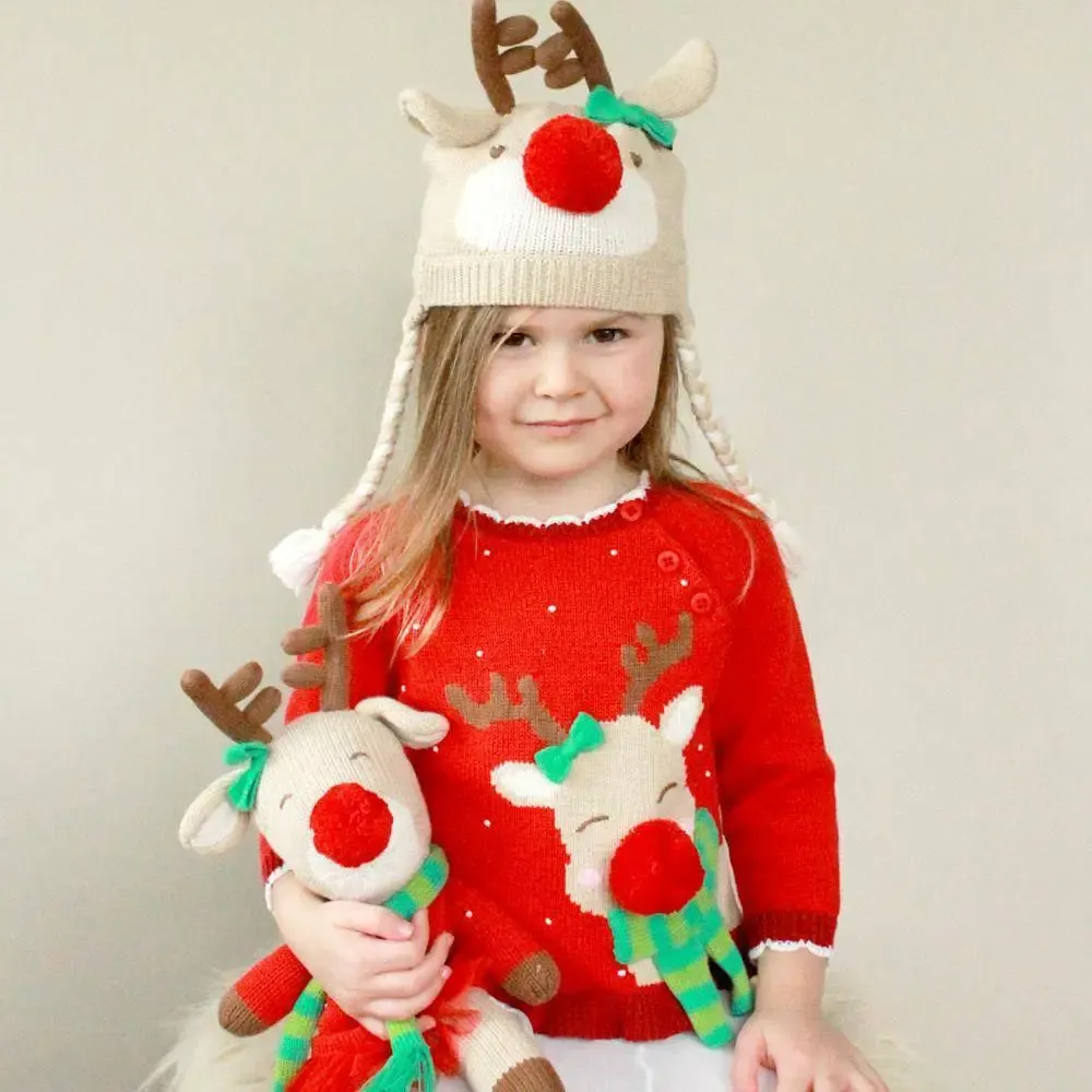 Knit Sweater, Color: Ruby Reindeer, Size: 6m