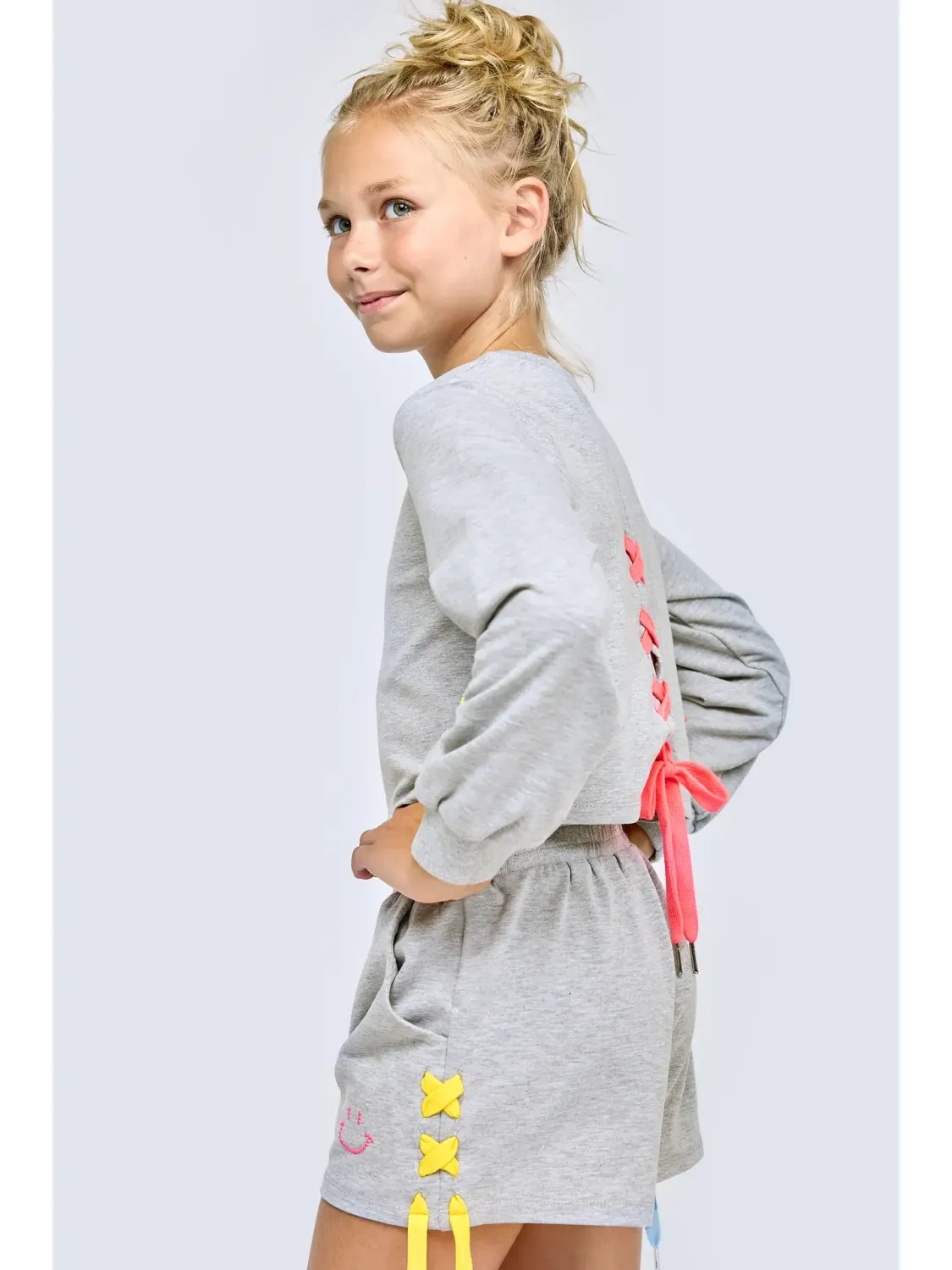 2 Pc Smiley Sweatshirt &amp; Short Set
