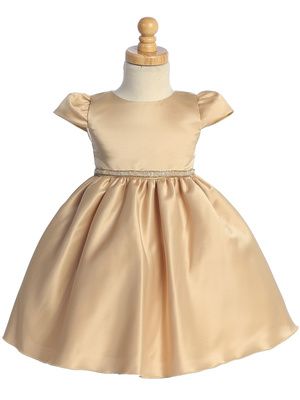 Satin Dress w/Beads &amp; Rhinestones