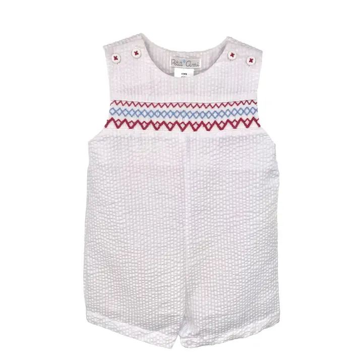 Sunsuit White w/Americana Smocking