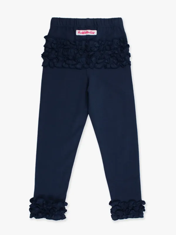 Toddler Girls Dark Navy Classic Ruffle Leggings with Signature Rear Ruffles