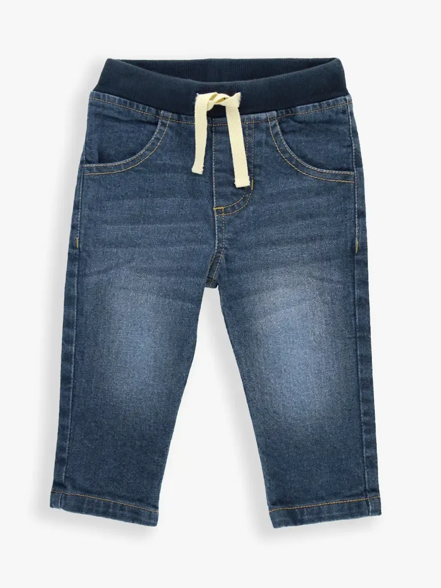 Boys Medium Wash Stretch Denim Pull-on Jeans 