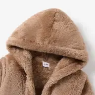  Basic Solid Color Polar Fleece Hooded Coat | Brown 