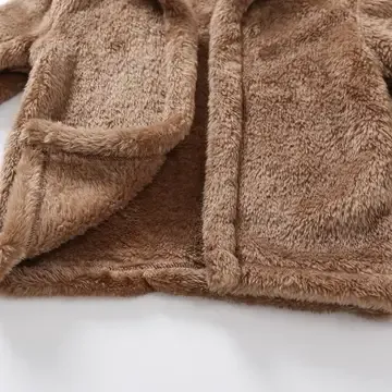  Basic Solid Color Polar Fleece Hooded Coat | Brown 