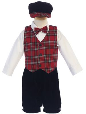 Red Plaid vest w/ Velvet Knickers