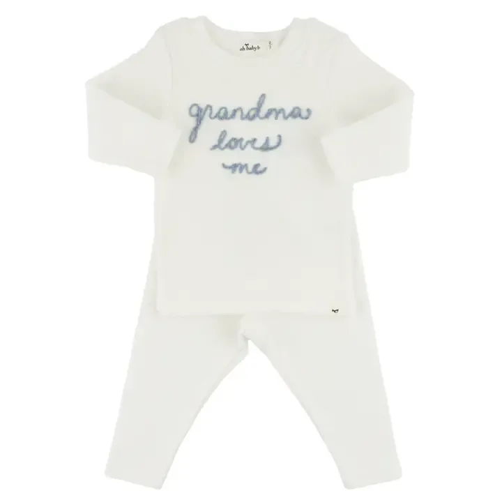 'GRANDMA LOVES ME' FOG BABY RIB 2PC SET