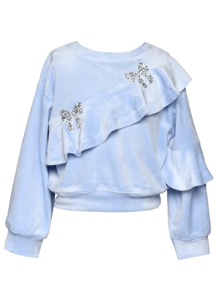 Lt Blue Velour L/S Top &amp; Flared Pant