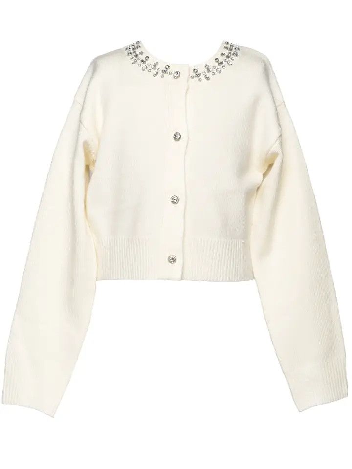 2Pc L/S Jeweled Cardigan W/ Hounds Tooth Skirt