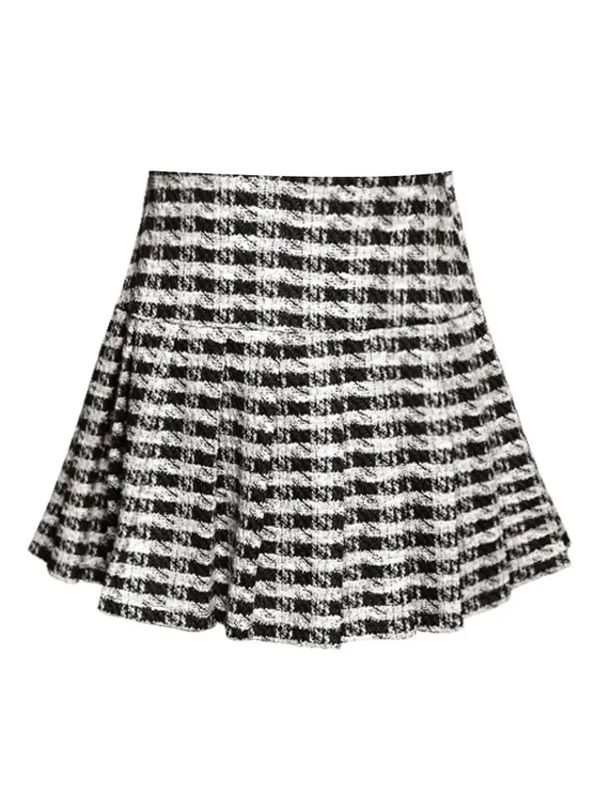 2Pc L/S Jeweled Cardigan W/ Hounds Tooth Skirt