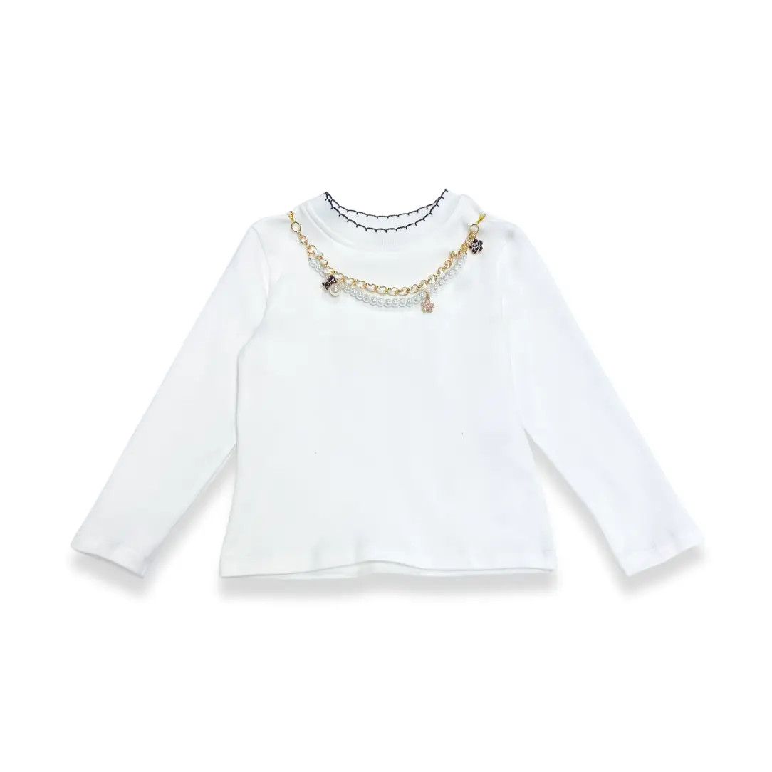 White Long Sleeve Top w/Necklace