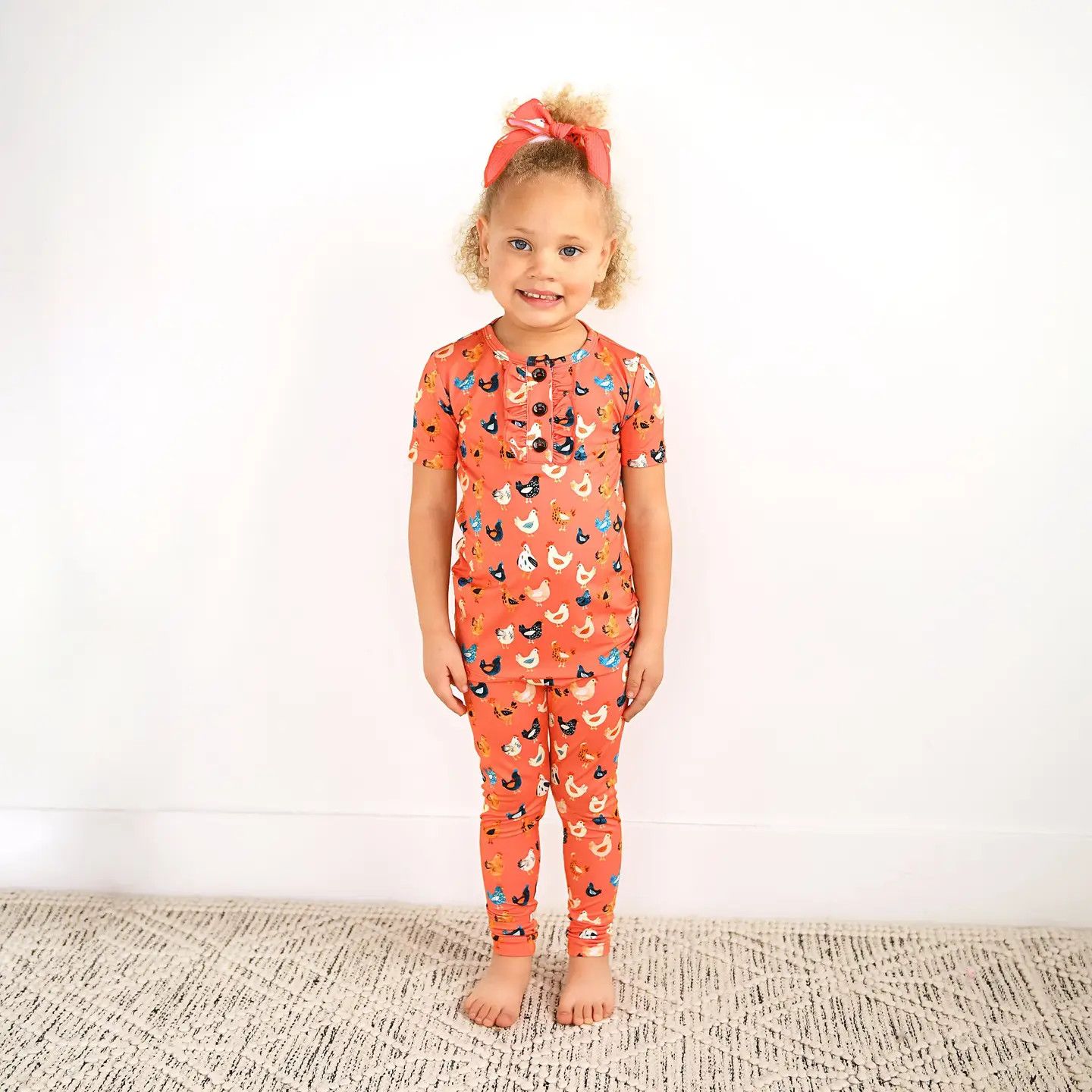 Penny RUFFLE TWO PIECE Bamboo Lounge Set Chickens