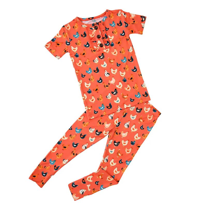 Penny RUFFLE TWO PIECE Bamboo Lounge Set Chickens