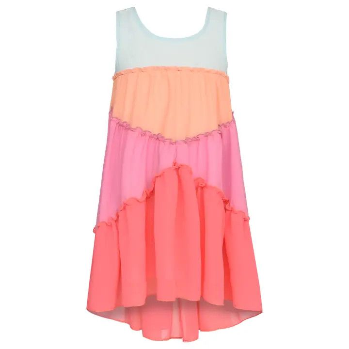 EMPIRE COLOR BLOCK FLOWY DRESS