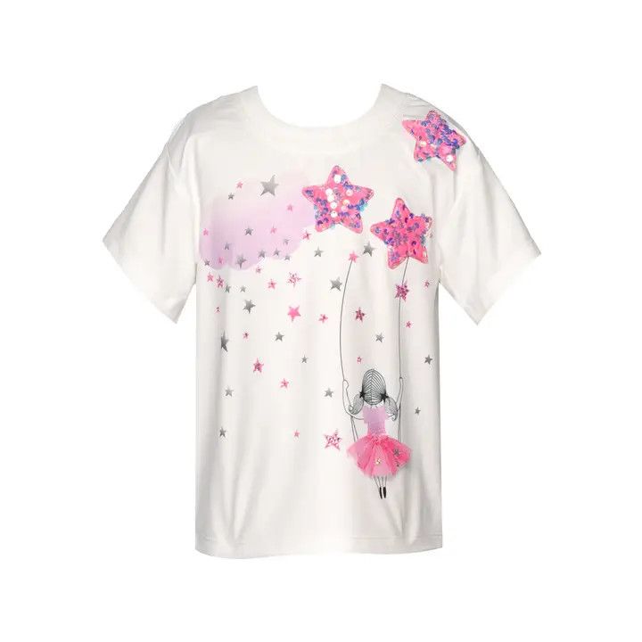 GIRL ON A SWING TOP W/ STAR TRIMS 