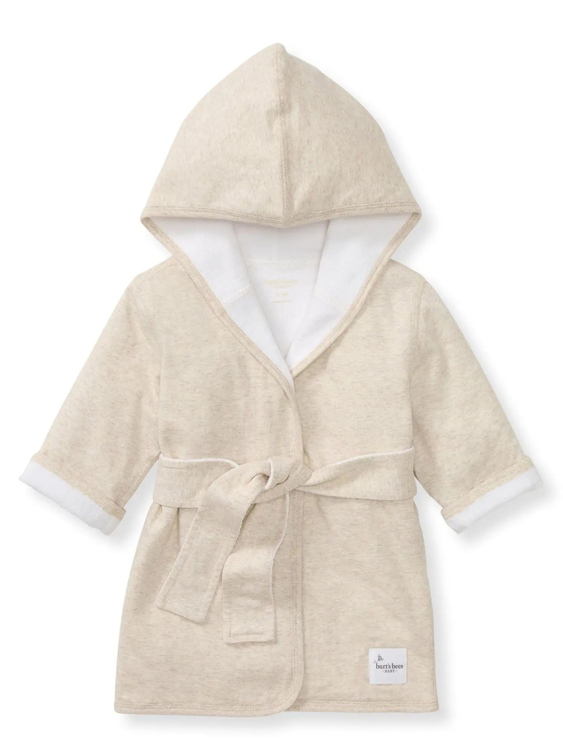 Organic Cotton Knit Terry Hooded Robe | Oatmeal 