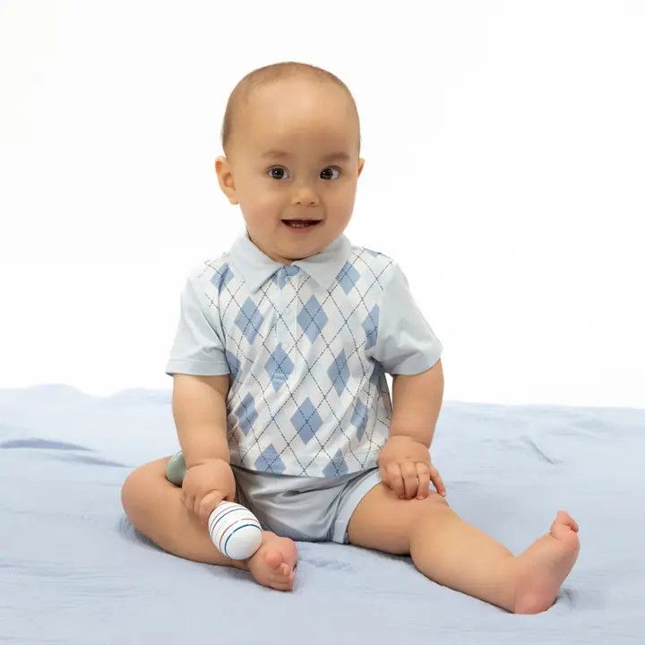 Blue Argyle Playsuit