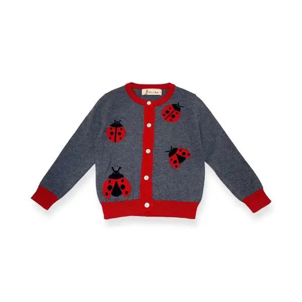 Grey Ladybug Cardigan