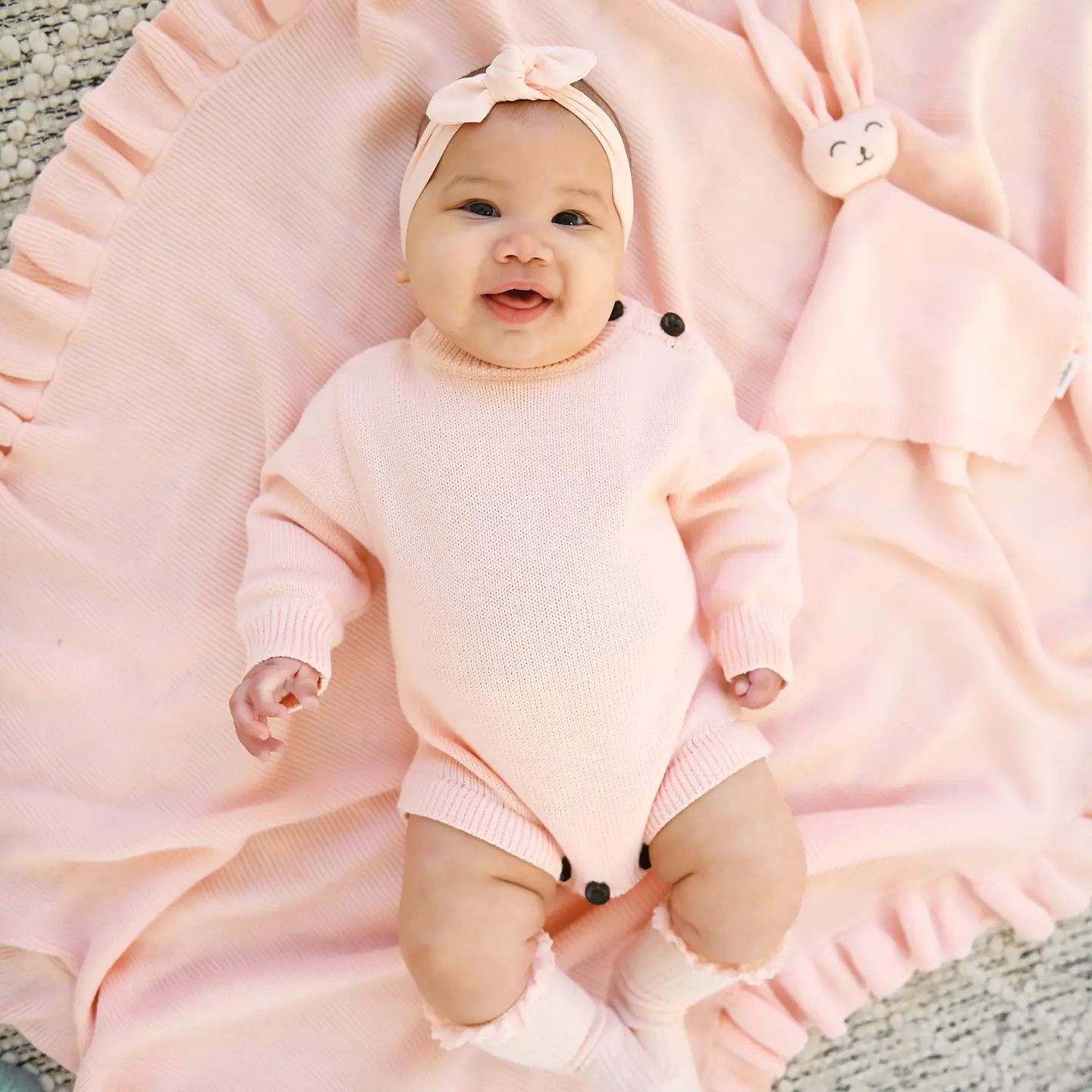 Light Pink Knit Bubble Long Sleeve