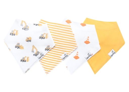 4 PACK BABY BANDANA BIBS - DOZER, Color: DOZER, Size: One Size