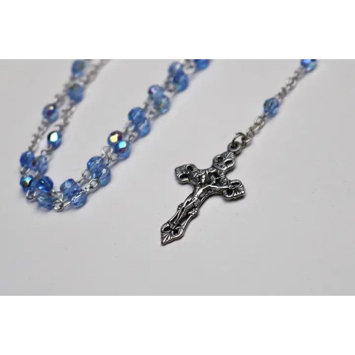 Blue Crystal Rosary | Gift Box W/ Bag