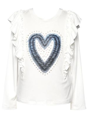 2 Pc LS Ruffle Top w/Heart & Flared Love Pant