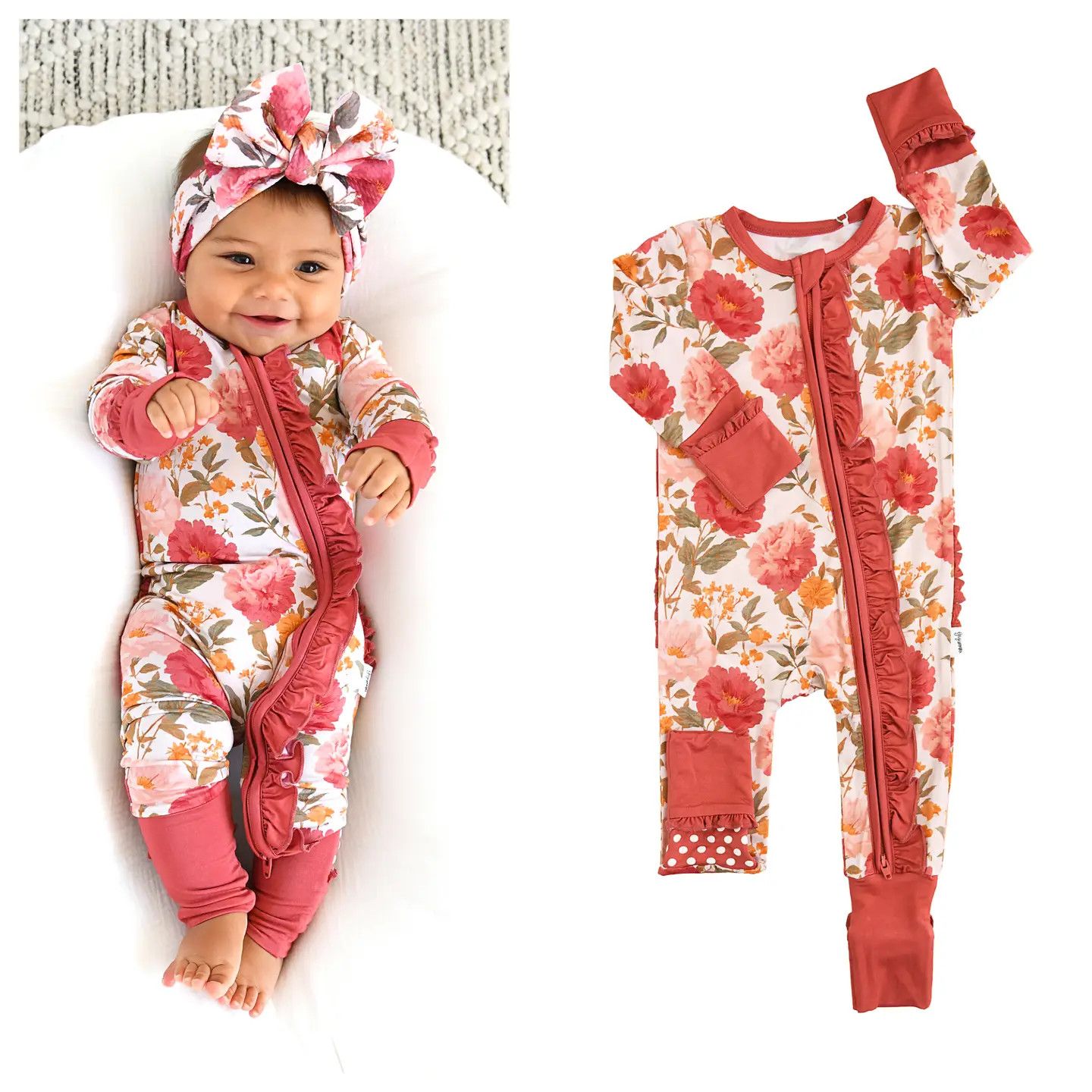 Felicity RUFFLE ZIP Bamboo Floral