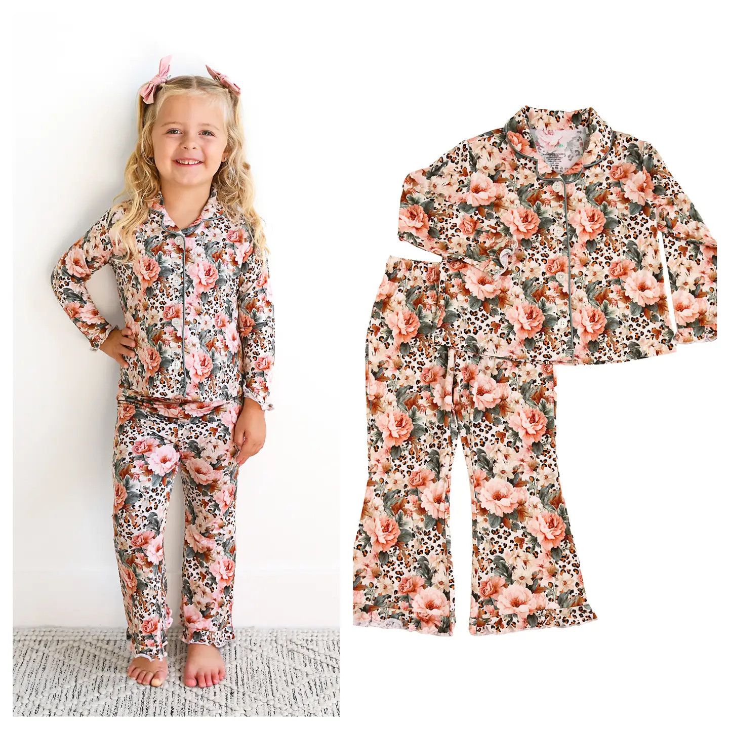 Laura KIDS RUFFLE LOUNGE SET Floral