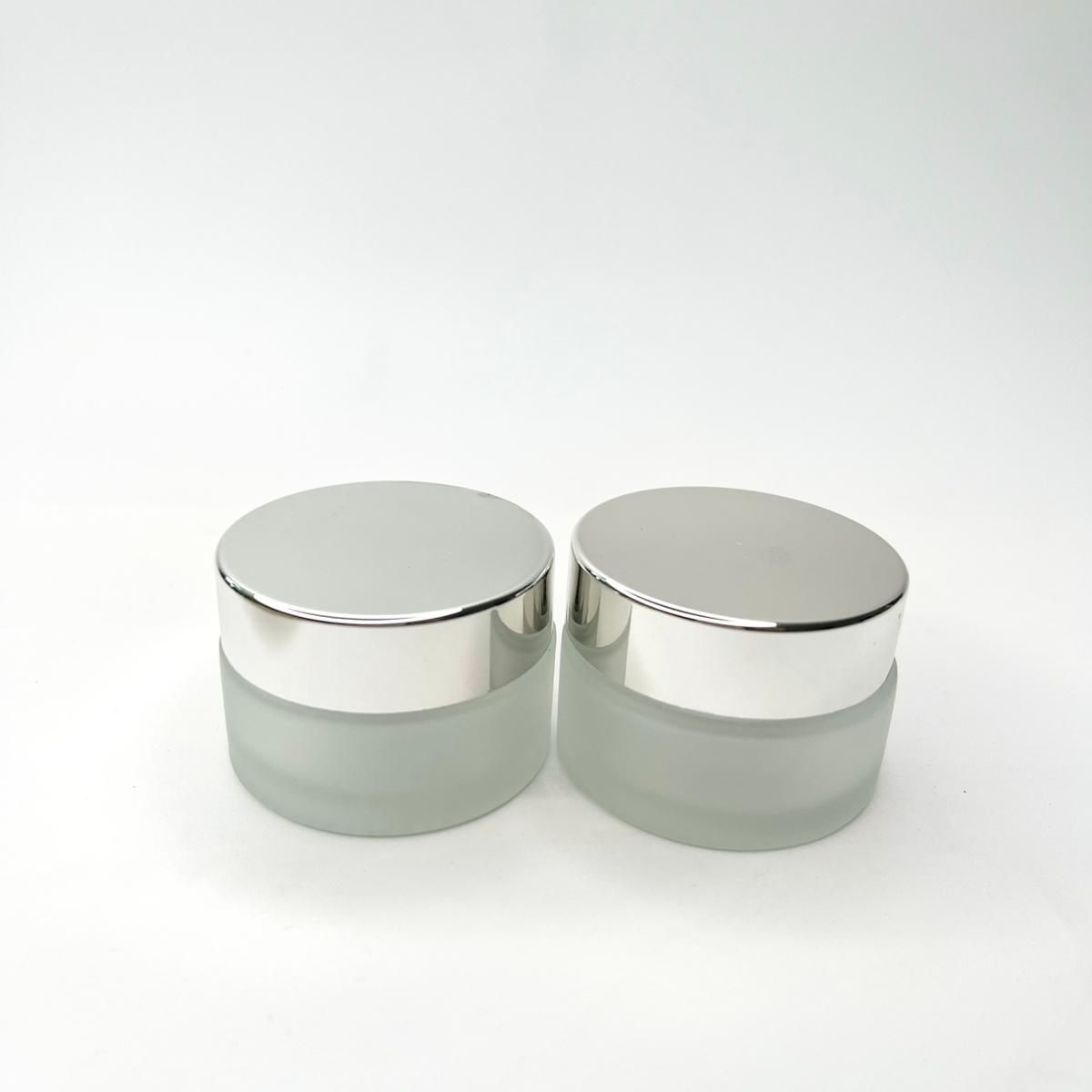 FROSTED GLASS JAR + SHINY SILVER CAP