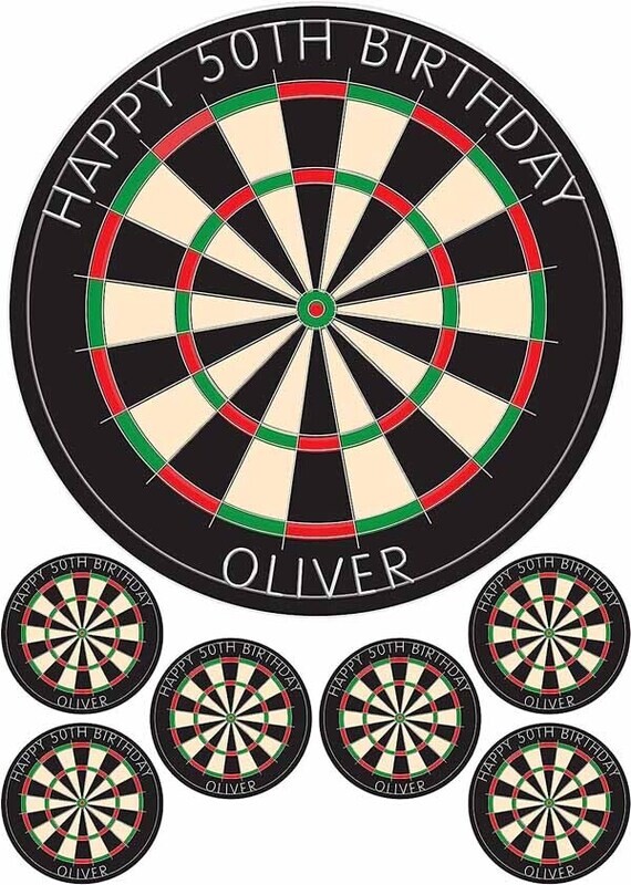 Dart Board and darts Cake Topper - Edible Icing or Wafer paper - A4