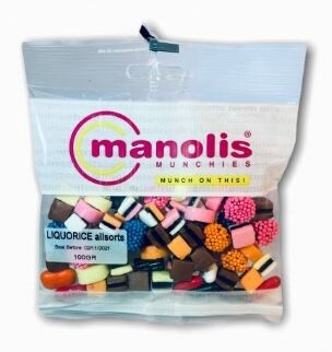 Liquorice Allsorts Mini Manolis 100g Bag