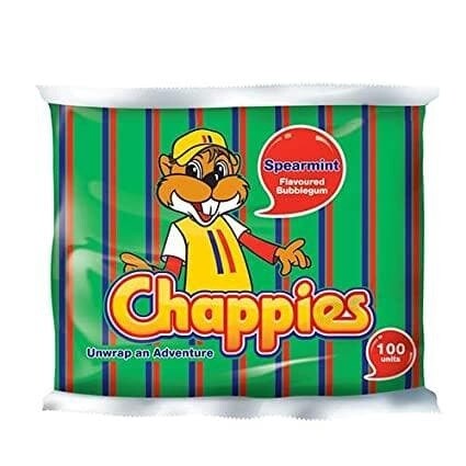 Spearmint Chappies Bubble Gum 100pcs Bag