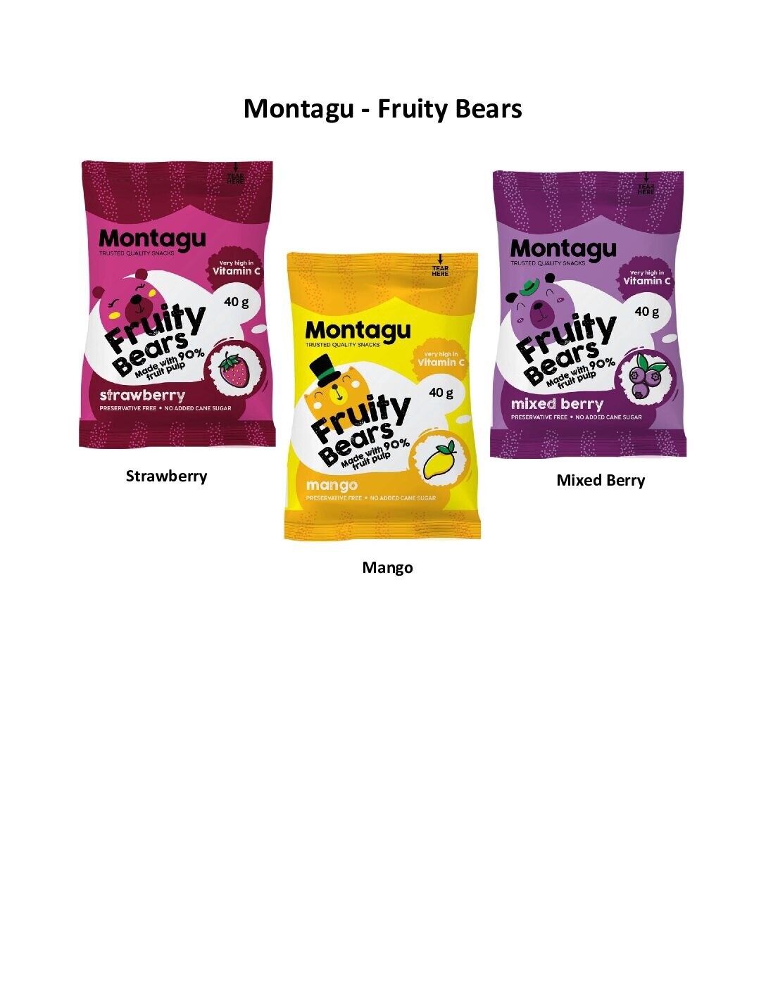 Fruity Bears - mango Montagu Dried fruit