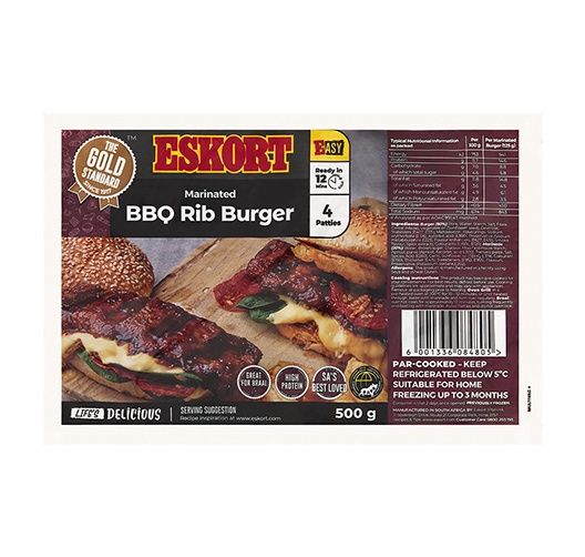 Eskort Marinated Rib Burger 500g