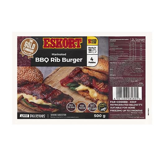 Eskort Marinated Rib Burger 500g