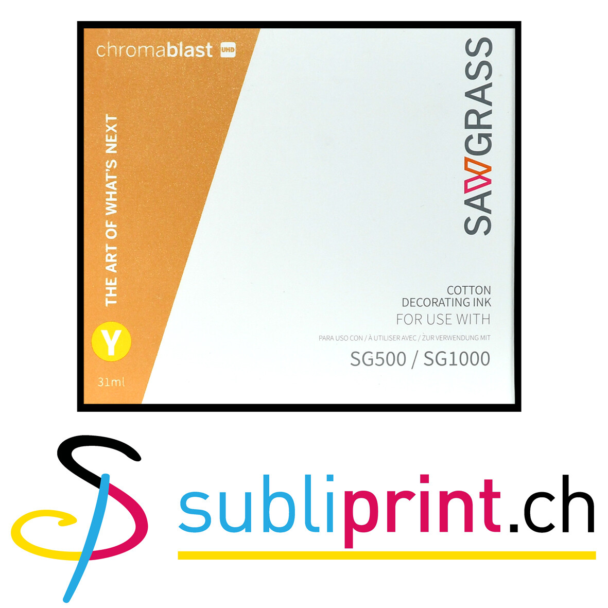 ENCRE JAUNE SUBLIMATION SAWGRASS CHROMABLAST COTON POUR SG500 / SG1000
